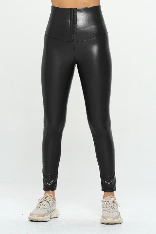 High Waist PU Leather Corset Cincher  Pants- 3 Colors S-XL