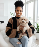 Color block striped bell sleeve sweater 2 Colors Available