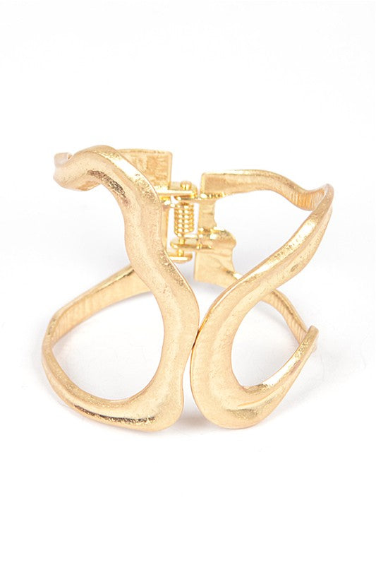 Cutout Textured Iconic Hinge Bangle (Bracelet)