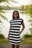 Striped Black and White Shirt Dress