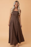 Brown and White Polka Dot Dress. S-XL