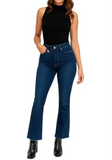 Raya Cropped Flare Jean in Blue Denim