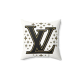 Luxurious Faux Suede Square Pillow with Vintage Monogram Design, Home Decor, Gift for Her, Living Room Accent, Stylish Throw Pillow