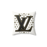 Luxurious Faux Suede Square Pillow with Vintage Monogram Design, Home Decor, Gift for Her, Living Room Accent, Stylish Throw Pillow