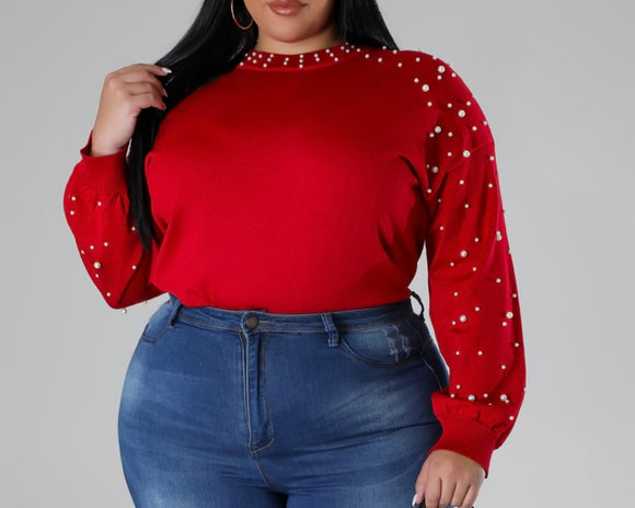 Pearl Christmas Sweater (Red)