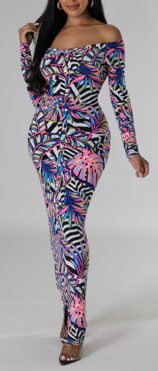 Neon Tropical Dress(S-XL)