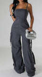 Cargo Jumpsuit -Charcoal