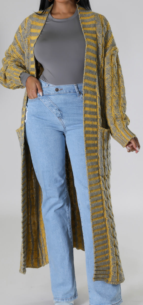Yellow/Grey Cardigan