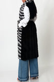 Sleeveless Stripe Faux Fur Warm Belted Coat