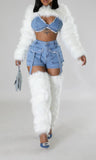 2 Pc White Fur Set