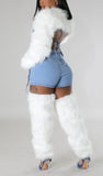 2 Pc White Fur Set