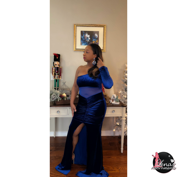 Royal Blue Christmas Dress (with shoulder padding)