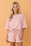 Pink and White Polka Dot Short Set S-XL