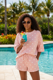 Pink and White Polka Dot Short Set S-XL