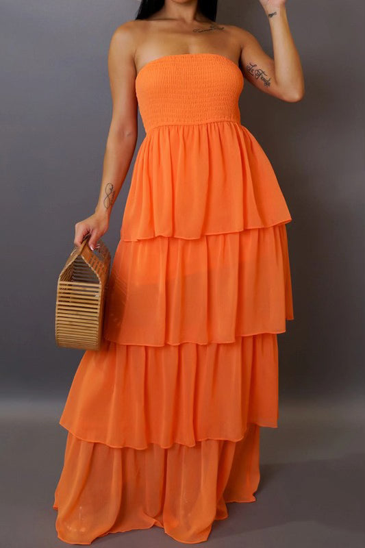 Summer Ruffle Dress (S-L) Orange
