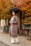 Long Casual Drawstring Coat (S-L) Mauve/walnut