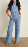 Sleeveless Denim Jumpsuit (S-L)