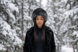 Two tone Faux fur Headband Green/Black