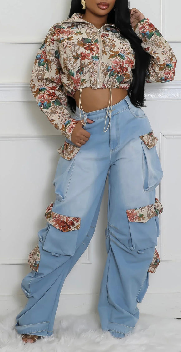 Flower Jacket and Pants Set (S-L)