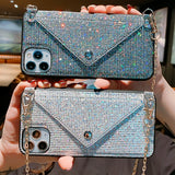 Glitter Crossbody Iphone case with card holder