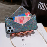 Glitter Crossbody Iphone case with card holder