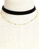 Gold pearl velvet Choker