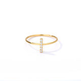 Letter Ring For Women Zircon/CZ Stainless Steel Gold Alphabet Ring