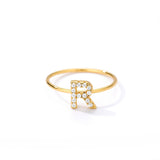 Letter Ring For Women Zircon/CZ Stainless Steel Gold Alphabet Ring