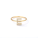 Letter Ring For Women Zircon/CZ Stainless Steel Gold Alphabet Ring