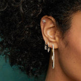 1PC English Letters Earring for Women Zircon & CZ with Buckle Hoop