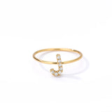 Letter Ring For Women Zircon/CZ Stainless Steel Gold Alphabet Ring