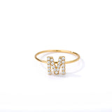 Letter Ring For Women Zircon/CZ Stainless Steel Gold Alphabet Ring