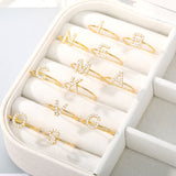 Letter Ring For Women Zircon/CZ Stainless Steel Gold Alphabet Ring