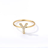 Letter Ring For Women Zircon/CZ Stainless Steel Gold Alphabet Ring