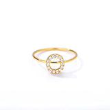 Letter Ring For Women Zircon/CZ Stainless Steel Gold Alphabet Ring