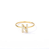 Letter Ring For Women Zircon/CZ Stainless Steel Gold Alphabet Ring