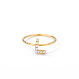 Letter Ring For Women Zircon/CZ Stainless Steel Gold Alphabet Ring