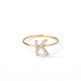Letter Ring For Women Zircon/CZ Stainless Steel Gold Alphabet Ring