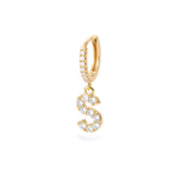 1PC English Letters Earring for Women Zircon & CZ with Buckle Hoop