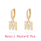 1PC English Letters Earring for Women Zircon & CZ with Buckle Hoop