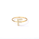 Letter Ring For Women Zircon/CZ Stainless Steel Gold Alphabet Ring