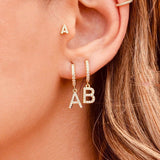 1PC English Letters Earring for Women Zircon & CZ with Buckle Hoop