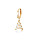 1PC English Letters Earring for Women Zircon & CZ with Buckle Hoop