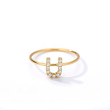 Letter Ring For Women Zircon/CZ Stainless Steel Gold Alphabet Ring