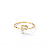 Letter Ring For Women Zircon/CZ Stainless Steel Gold Alphabet Ring