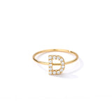 Letter Ring For Women Zircon/CZ Stainless Steel Gold Alphabet Ring
