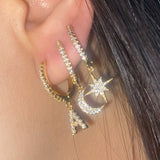 1PC English Letters Earring for Women Zircon & CZ with Buckle Hoop