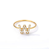 Letter Ring For Women Zircon/CZ Stainless Steel Gold Alphabet Ring