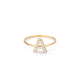 Letter Ring For Women Zircon/CZ Stainless Steel Gold Alphabet Ring