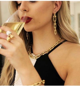 5 Link Gold Metal Earrings